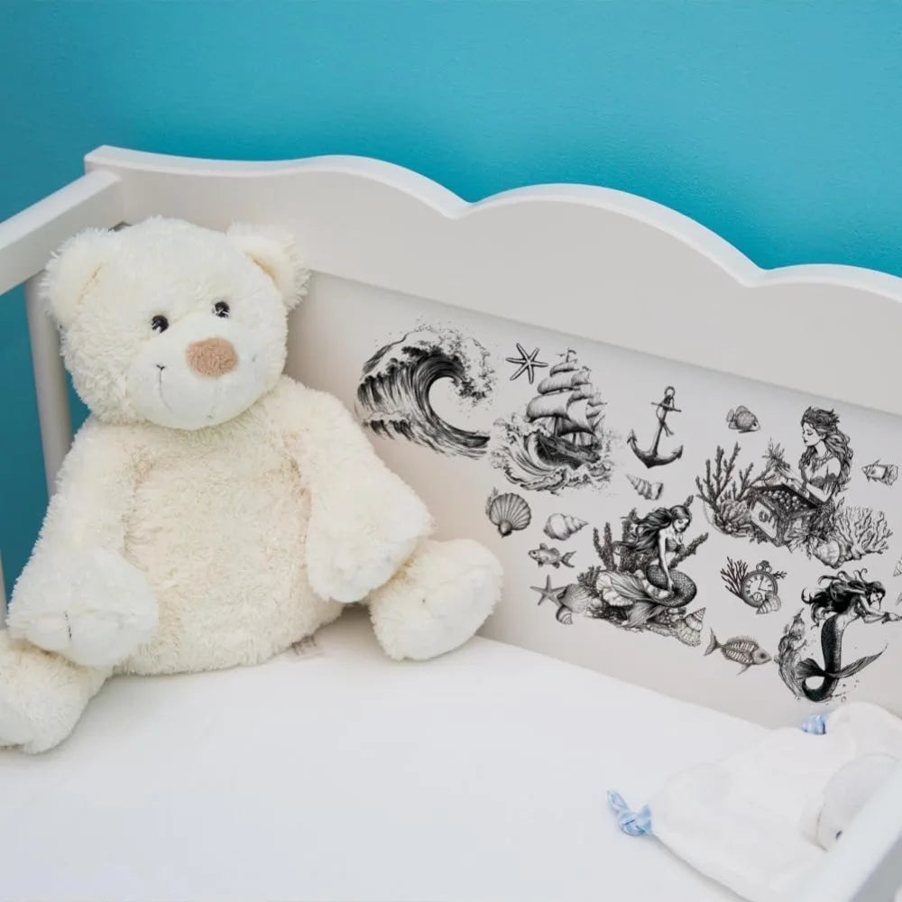 Mermaid Rub-On Transfers for Furniture & Crafts | 3-Sheet Set