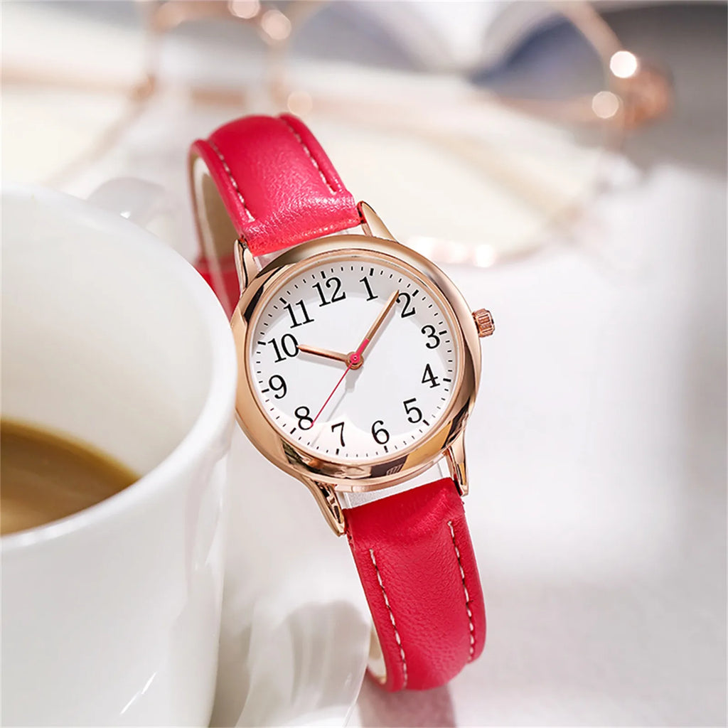 Women's Japanese Quartz Watch | Leather Strap Arabic Numerals