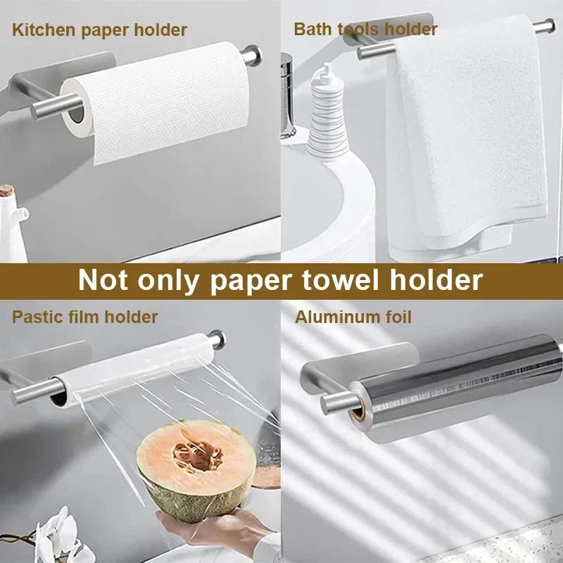 Wall-Mount Stainless Steel Paper Towel & Toilet Roll Holder