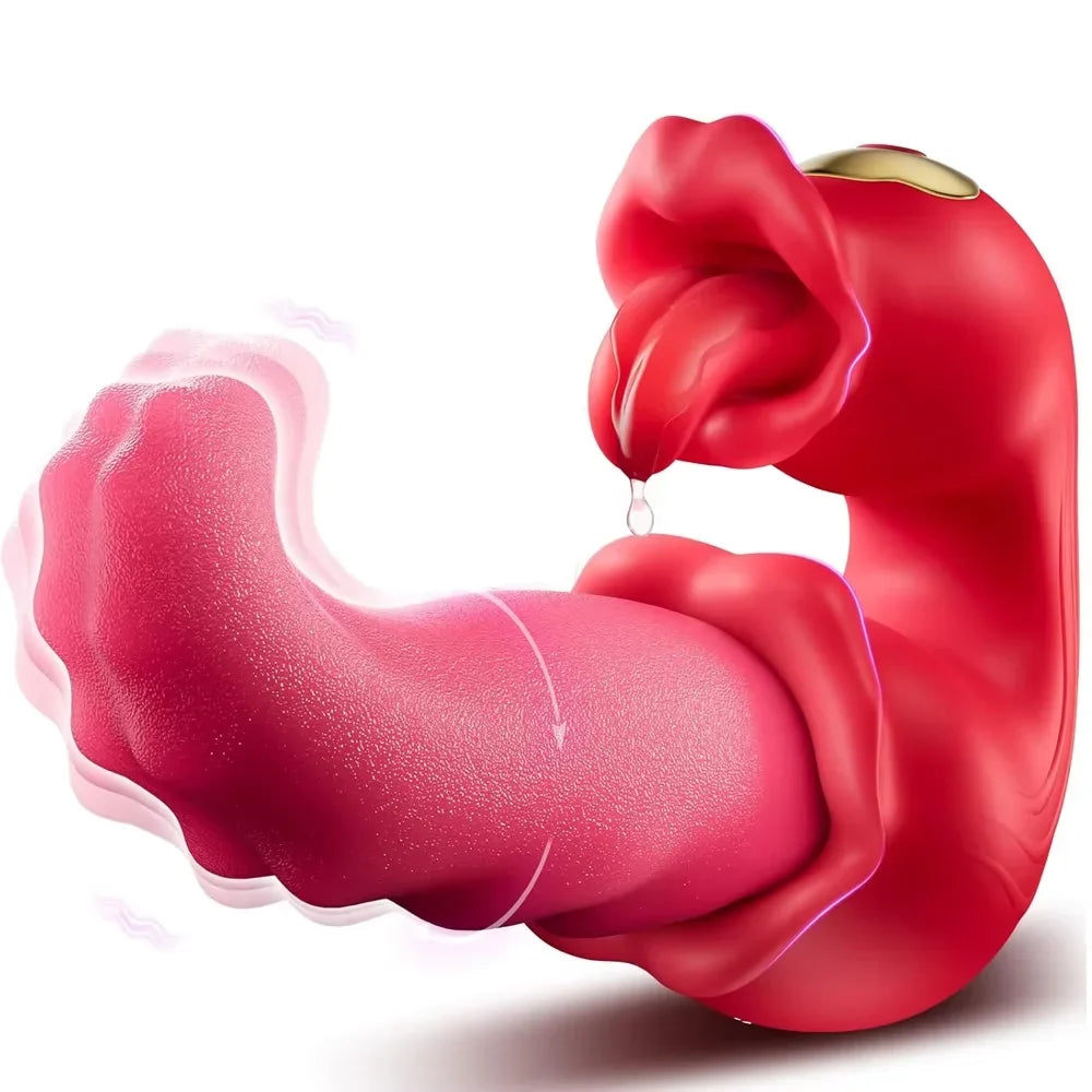 Tongue Licking Vibrator Female Powerful G-spot Vagina Massager Dildo