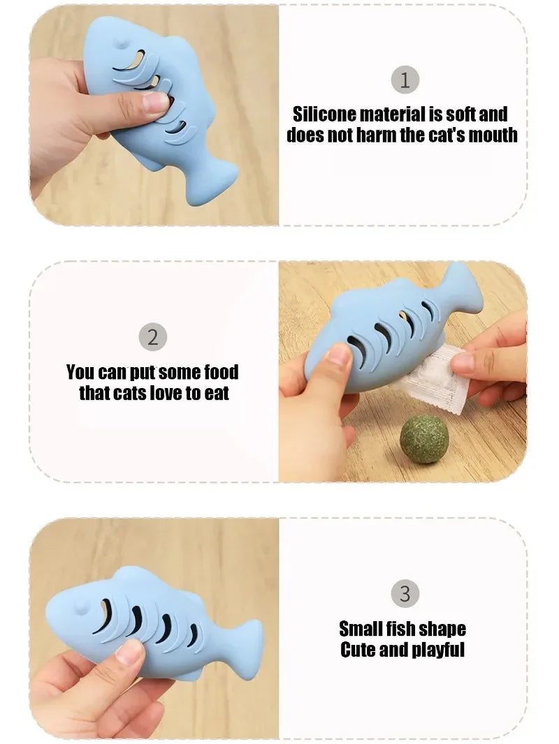 Fish-Shaped Silicone Cat Chew Toy | Interactive Treat Dispenser