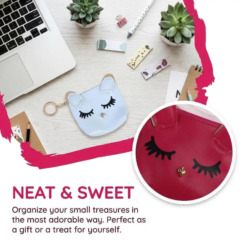 Cute Cat Keychain Coin Purse | Mini Zipper Wallet Bag