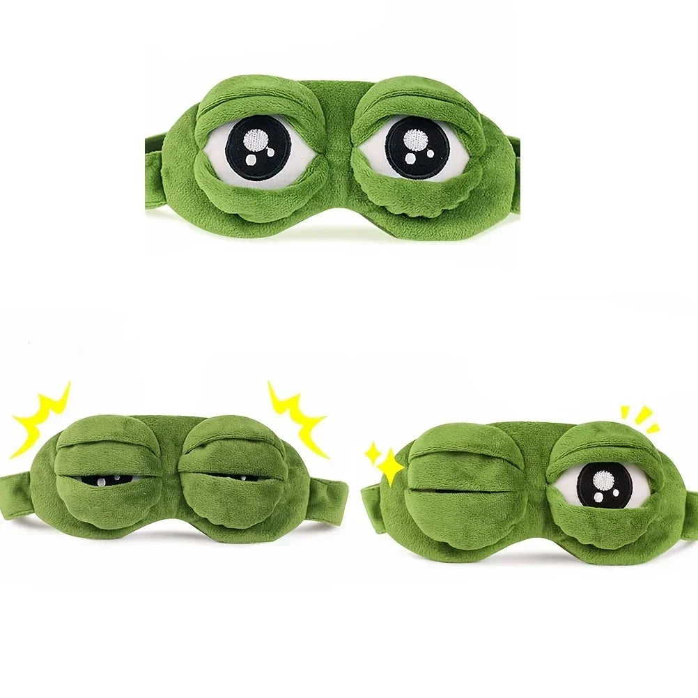 3D Frog Sleep Eye Mask – Soft Cotton Light Blocking Travel