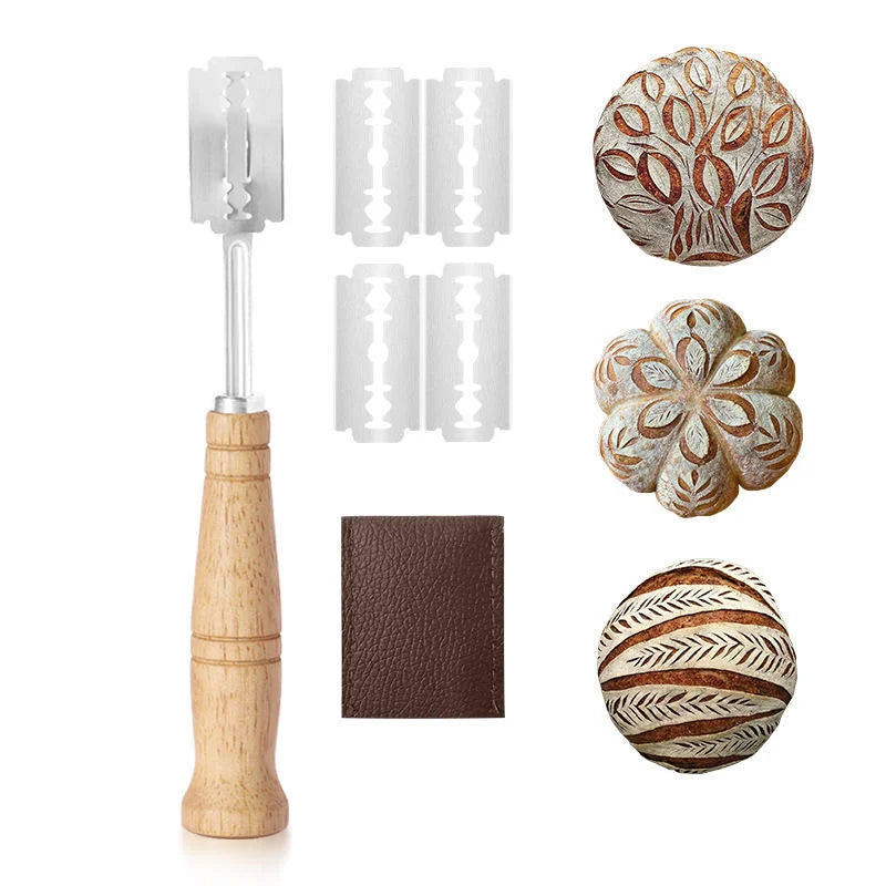 Bread Lame Scoring Tool – Wood Handle & 5 Razor Blades