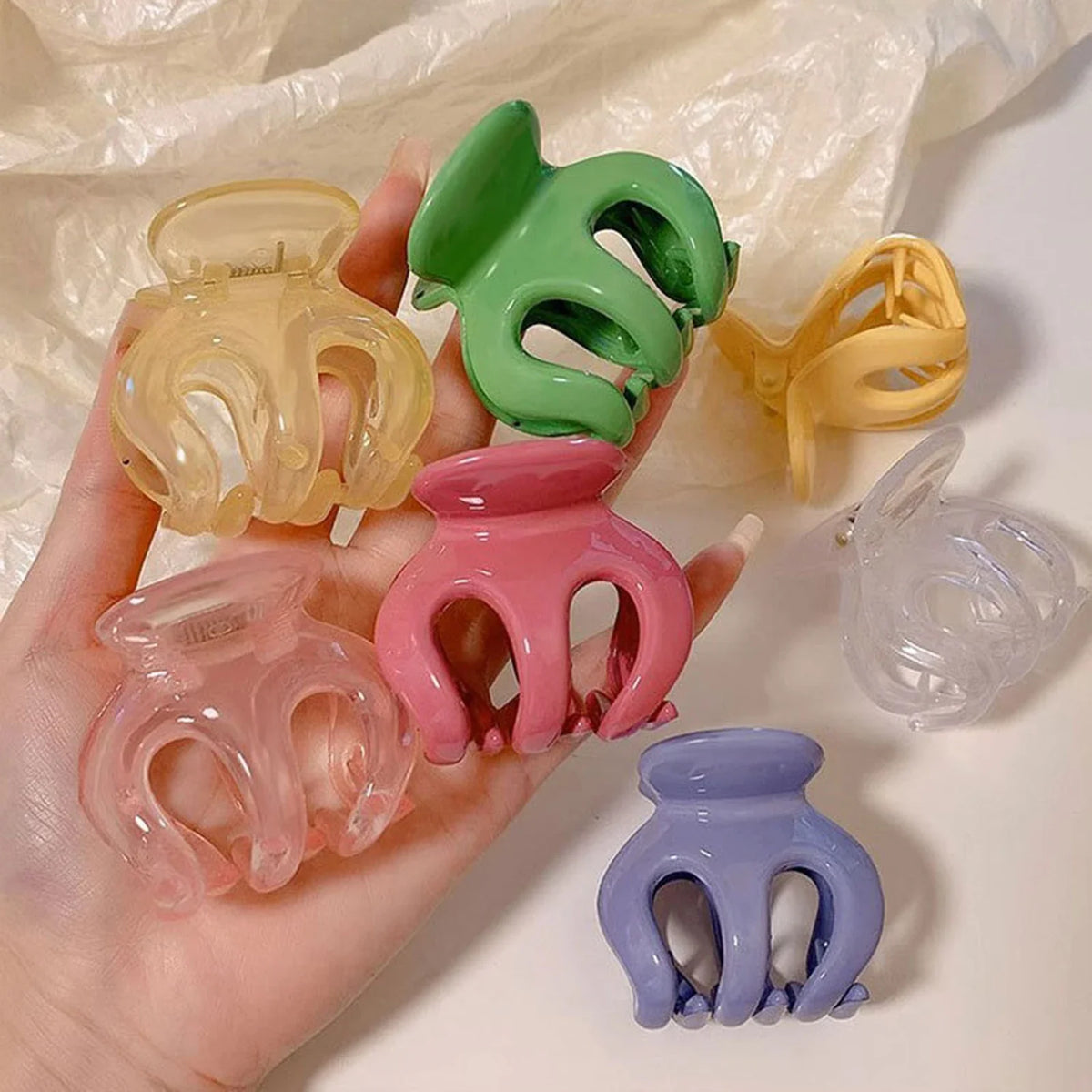 Glossy Pumpkin Claw Hair Clips – Colorful Shark Clips Women