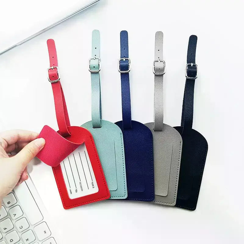 PU Leather Luggage Tag – Name ID Address Holder for Travel