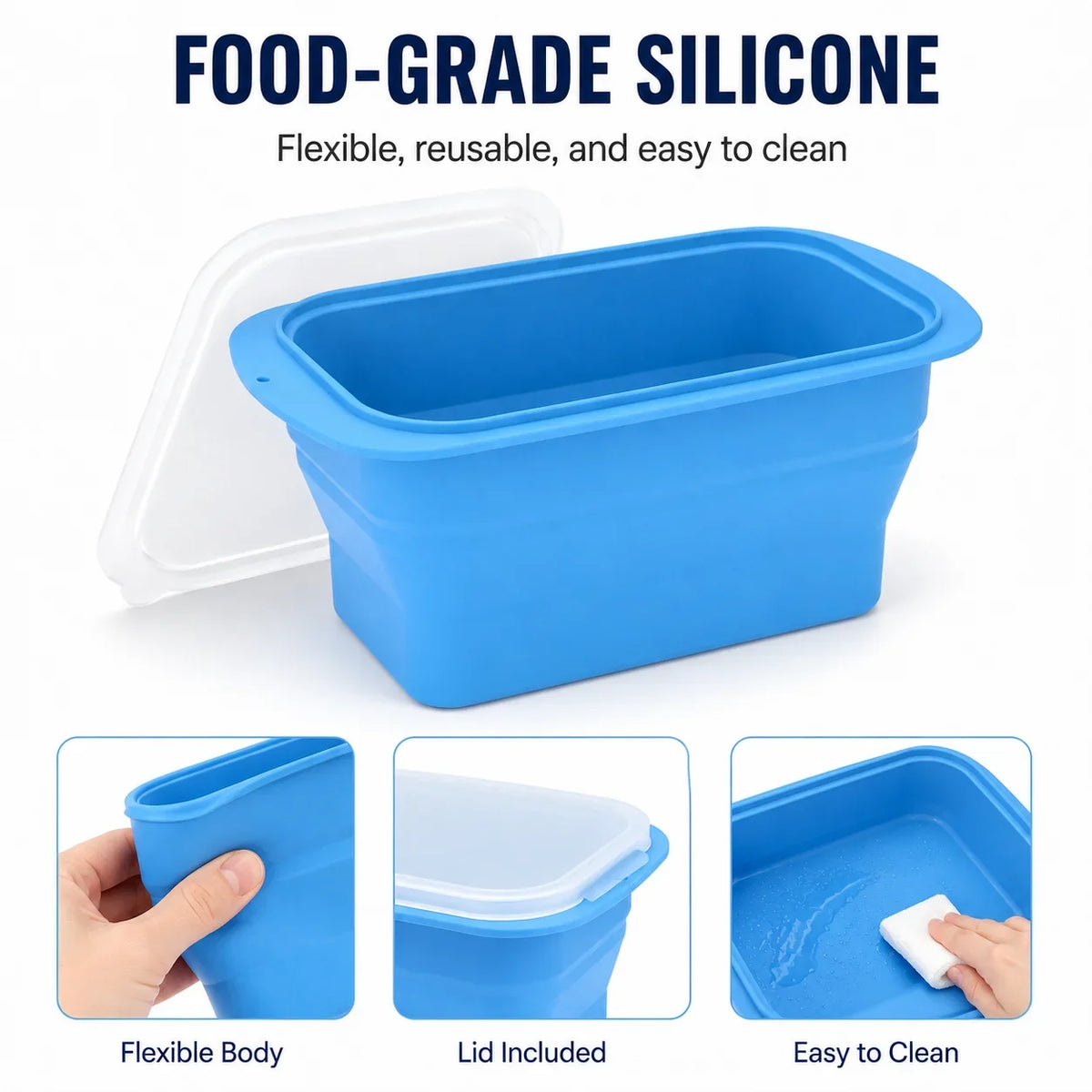 Extra Large Collapsible Silicone Ice Block Mold with Lid | 8 lb