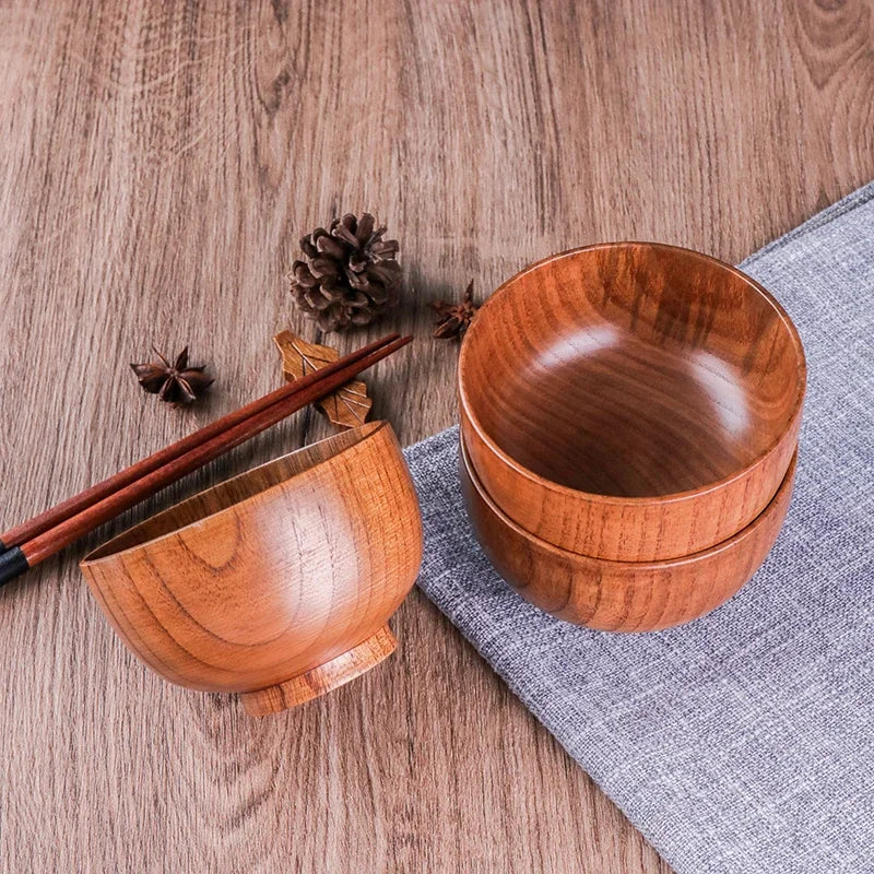 Japanese Acacia Wooden Bowl – Kids' Anti-Drop Salad Bowl