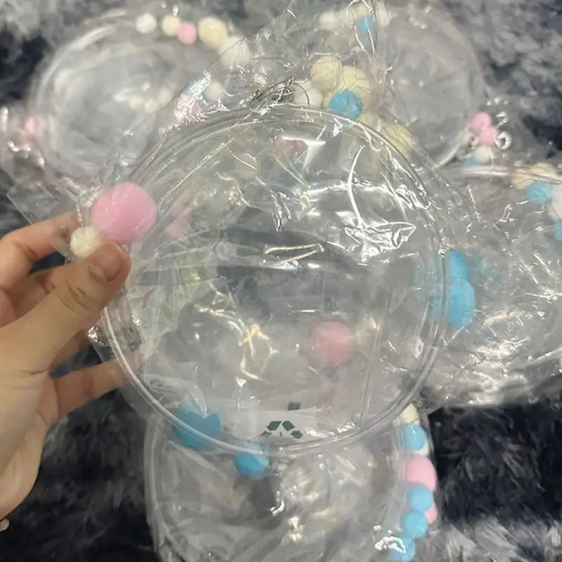 Mini Transparent Doll Display Bag Round Carrying Case Dustproof Pouch