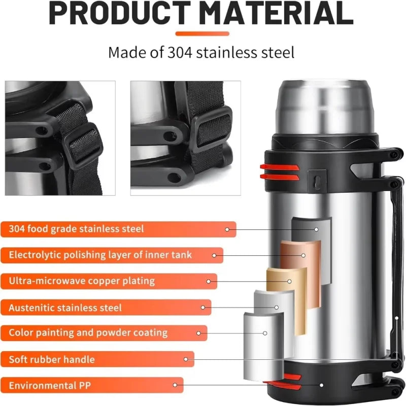 Large Stainless Steel Vacuum Insulated Thermos Flask | 1L+