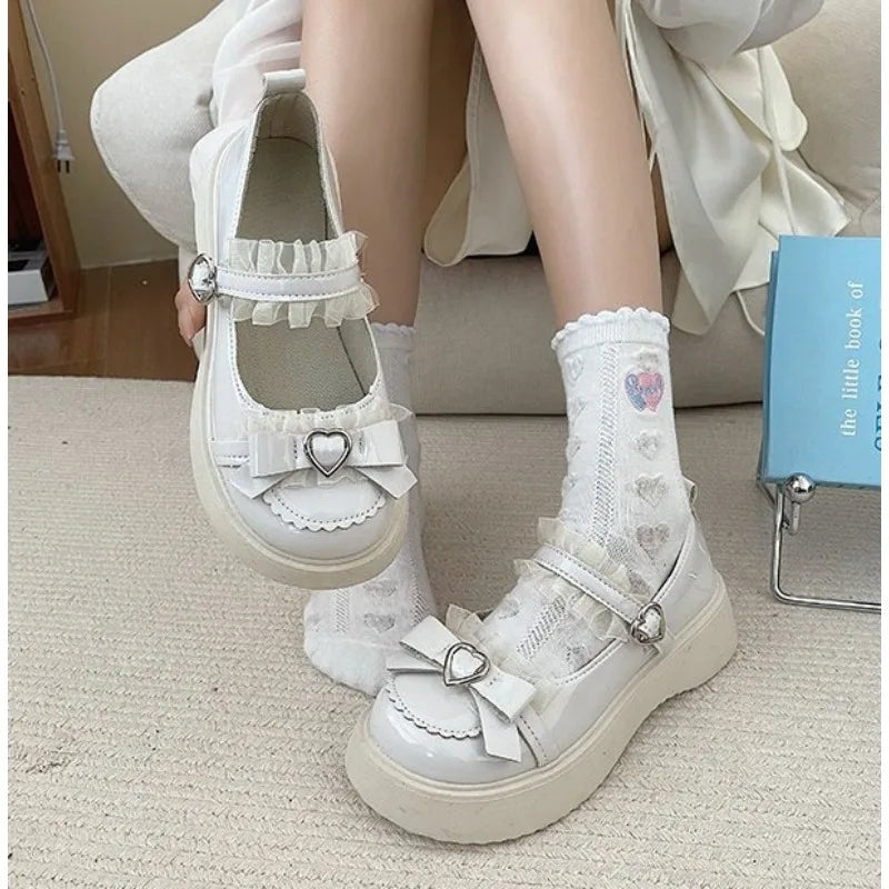 Women's Mary Jane Platform Pumps – Butterfly Knot Buckle