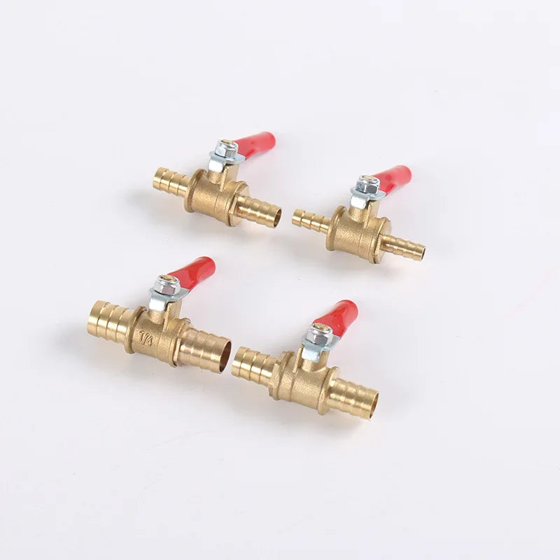 Brass Inline Ball Valve Hose Barb 6mm 8mm 10mm 12mm Shutoff