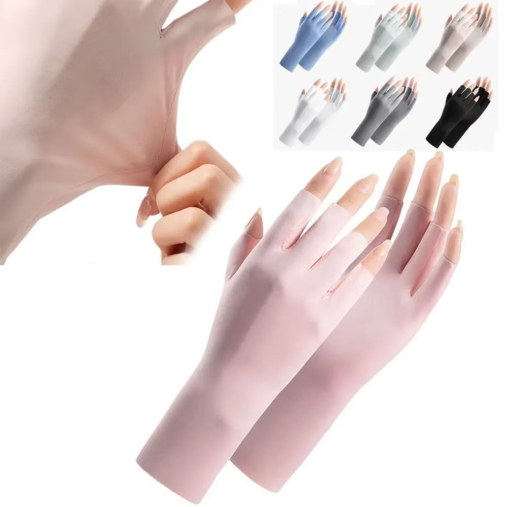 UV Protection Ice Silk Gloves – Nail Lamp & Sun Shield