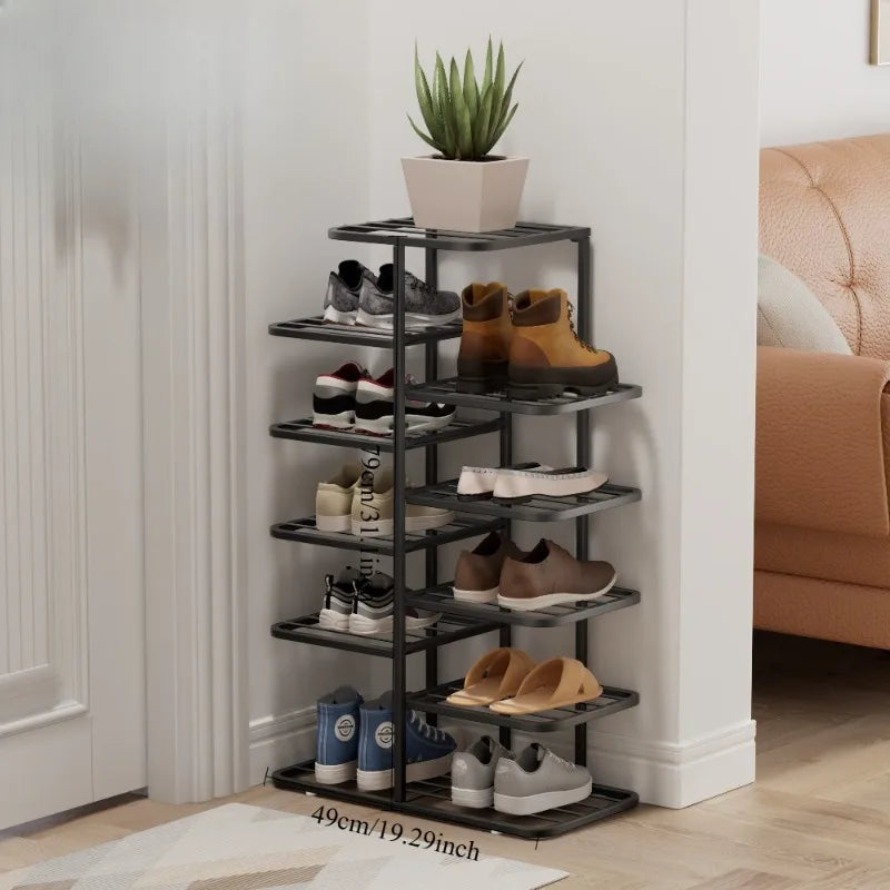 Multi-Layer Wrought Iron Shoe Rack – Entryway Storage Shelf