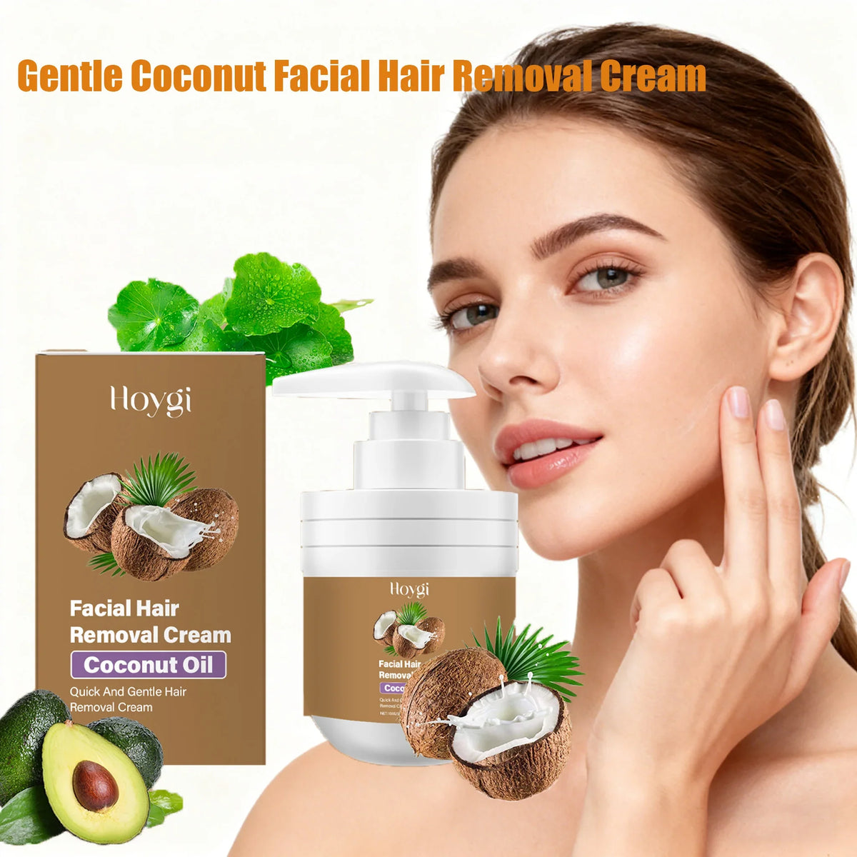Hoygi Coconut Facial Hair Removal Cream – Painless & Gentle