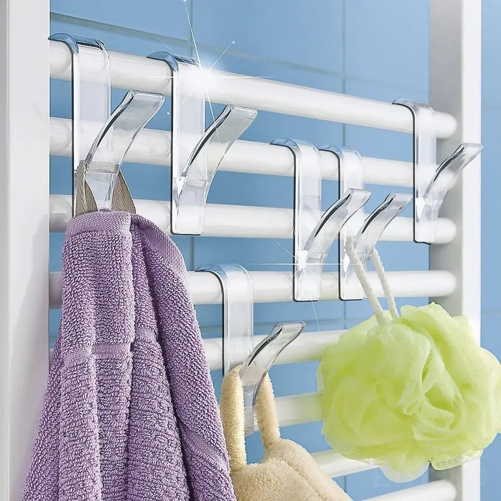 Clip-On Radiator Towel Rail Hooks – White Hangers 2–10 Pcs