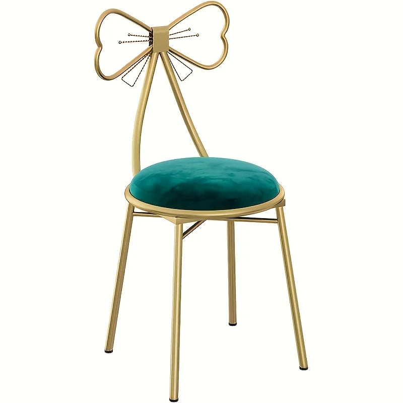 Pink Bow Tie Vanity Makeup Stool – Cushioned Dressing Chair