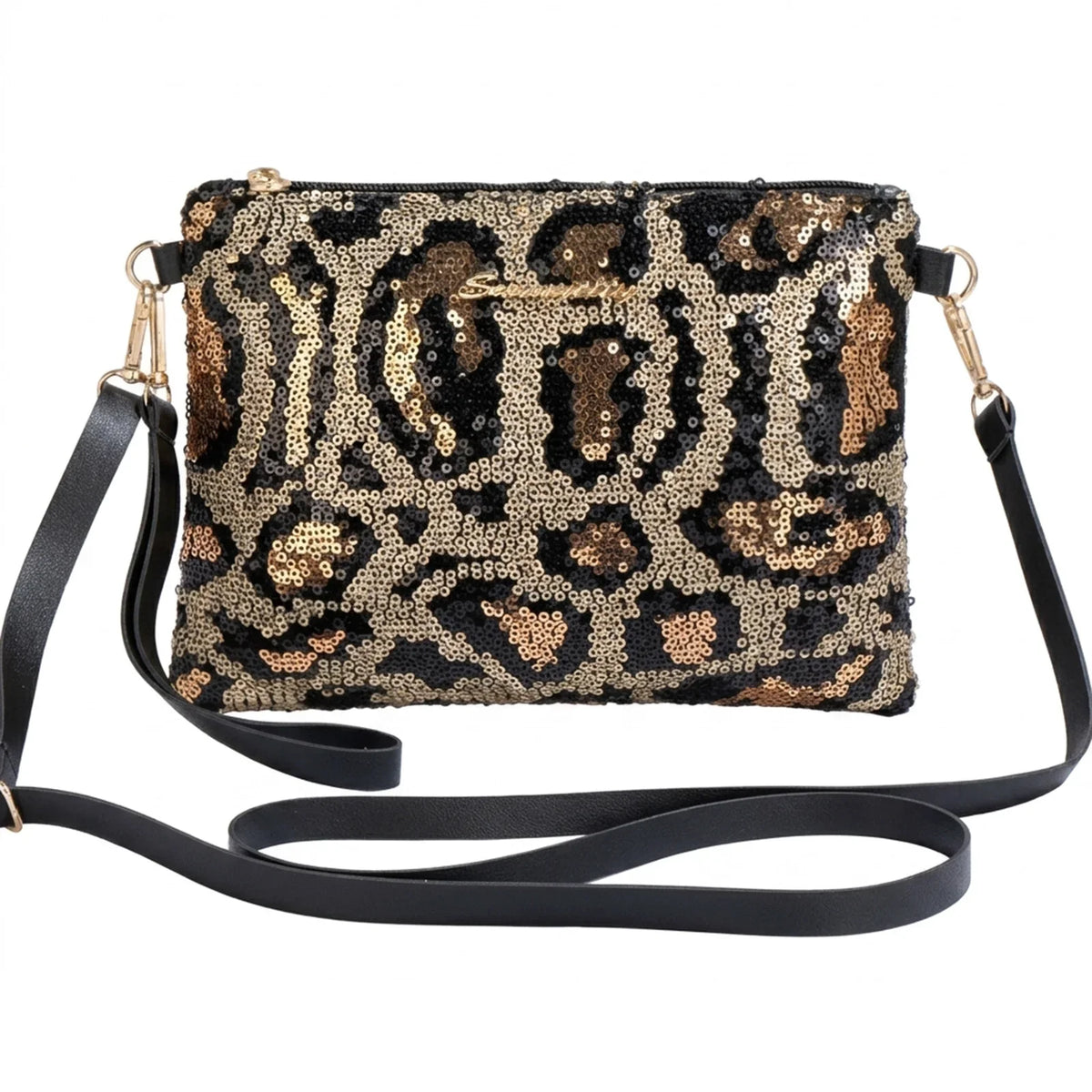 Women's Sequin Leopard Crossbody Shoulder Bag & Clutch