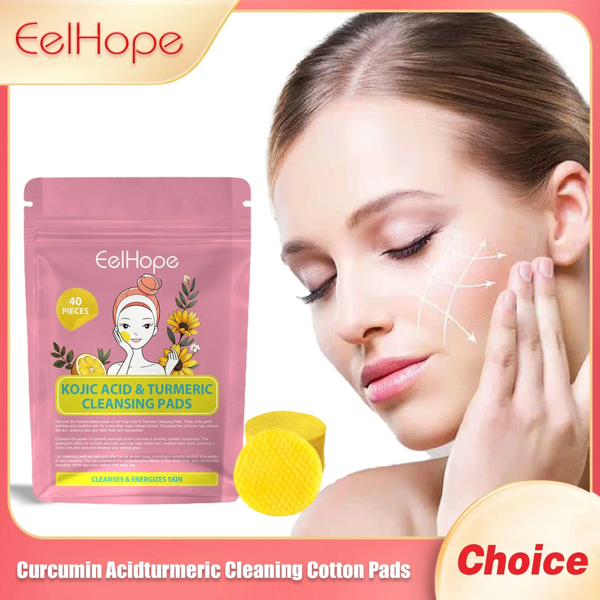 Turmeric & Kojic Acid Facial Cleansing Pads 40 Pcs