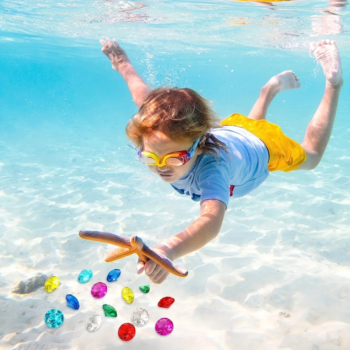 60pcs Large Acrylic Diving Gems Pool Toys – Treasure Hunt