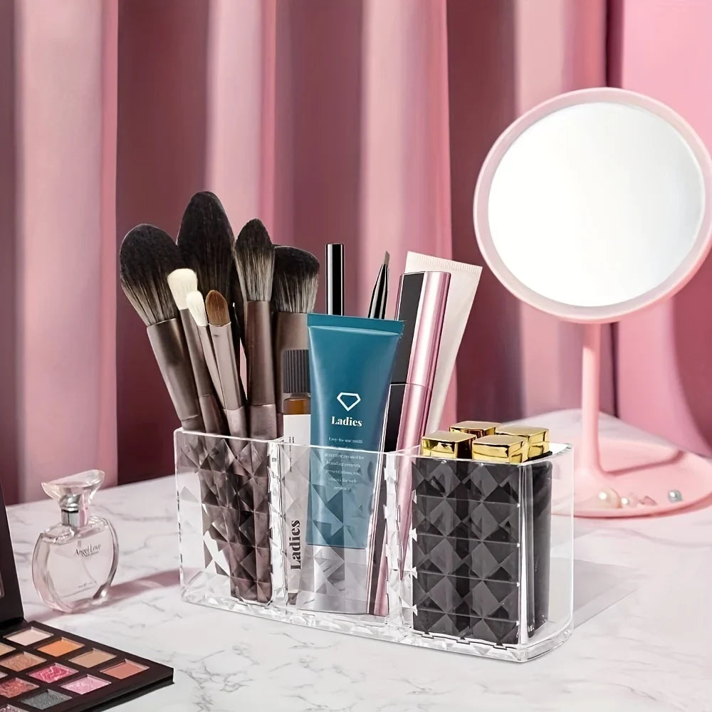 Acrylic Makeup Brush Holder & Desk Organizer – Set of 2