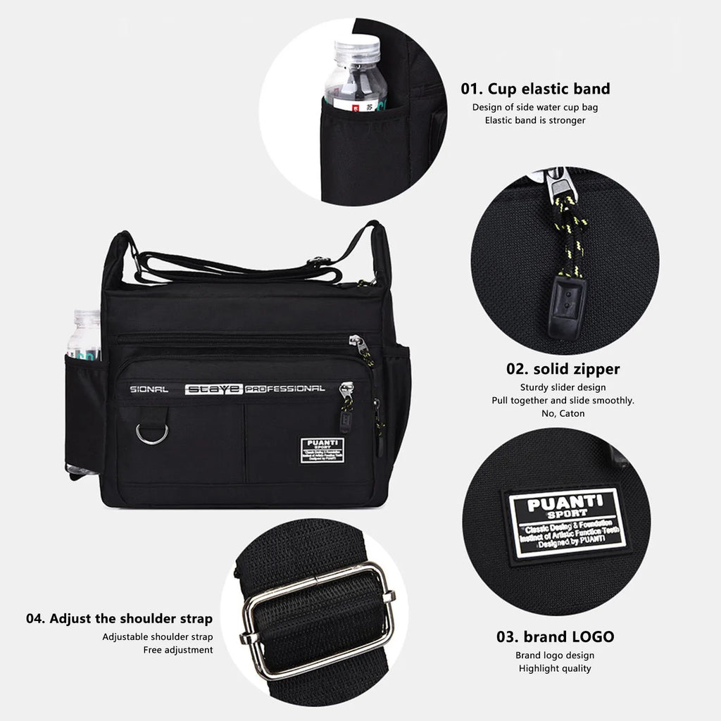 Men's Large Capacity Sling Shoulder Bag | Multi-Pocket Oxford