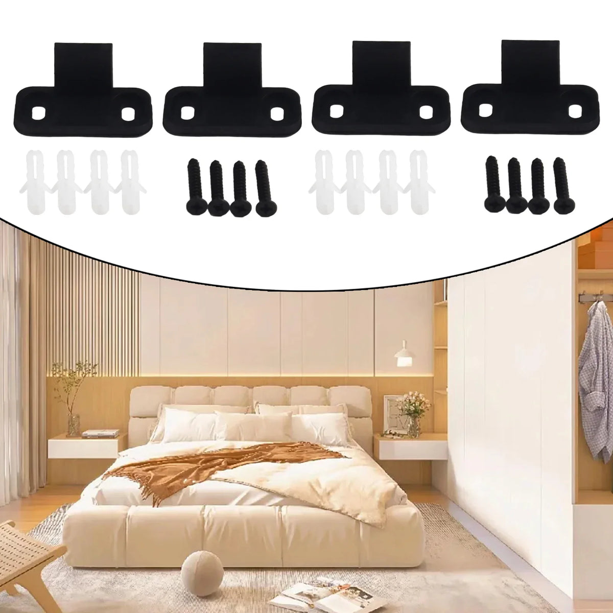 4-Pack Barn Door Anti-Swing Floor Guide Stoppers | Adjustable