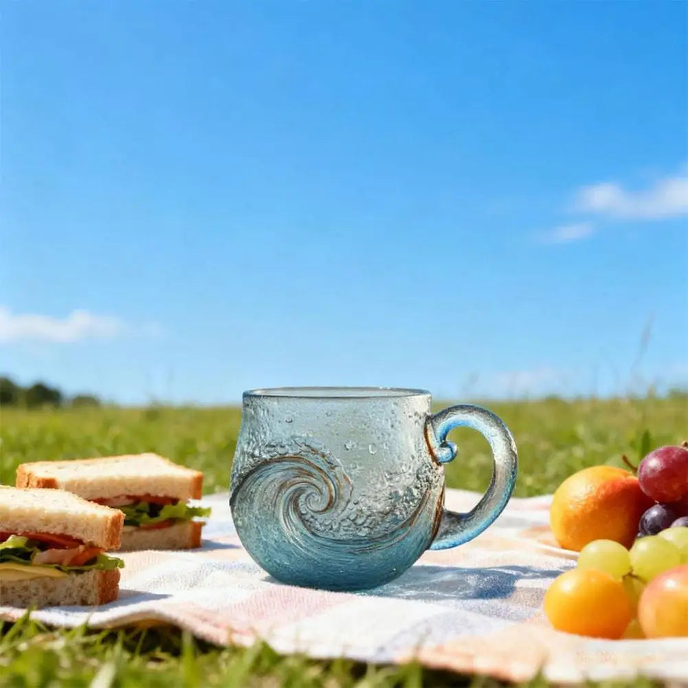 Sea Glass Wave Mug – Textured Ocean Glass Cup 350ml