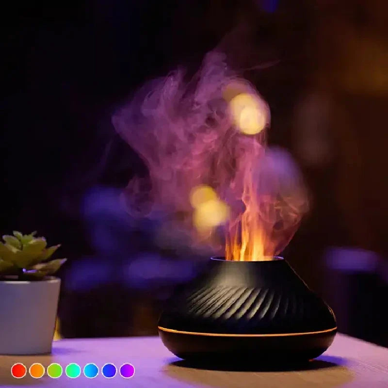 Flame Aroma Diffuser Humidifier – 7 Color LED Night Light