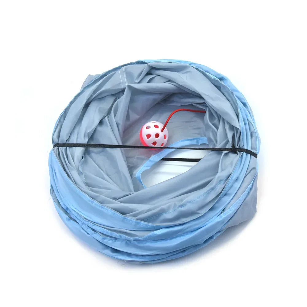 3-Way Foldable Cat Tunnel Toy with Peep Hole | Interactive