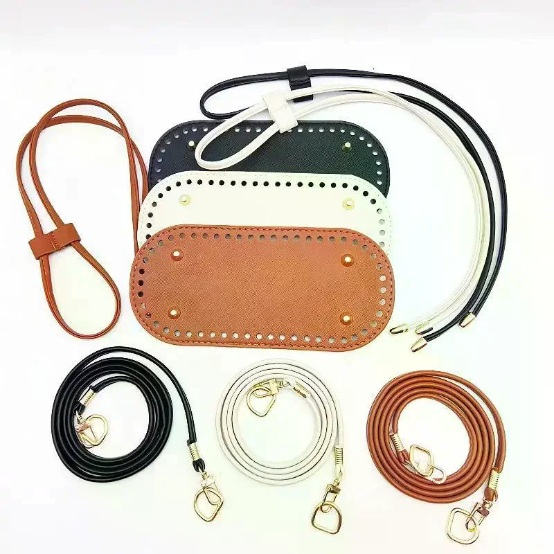 Crochet Handbag DIY Kit – PU Leather Bag Base, Strap & Chain