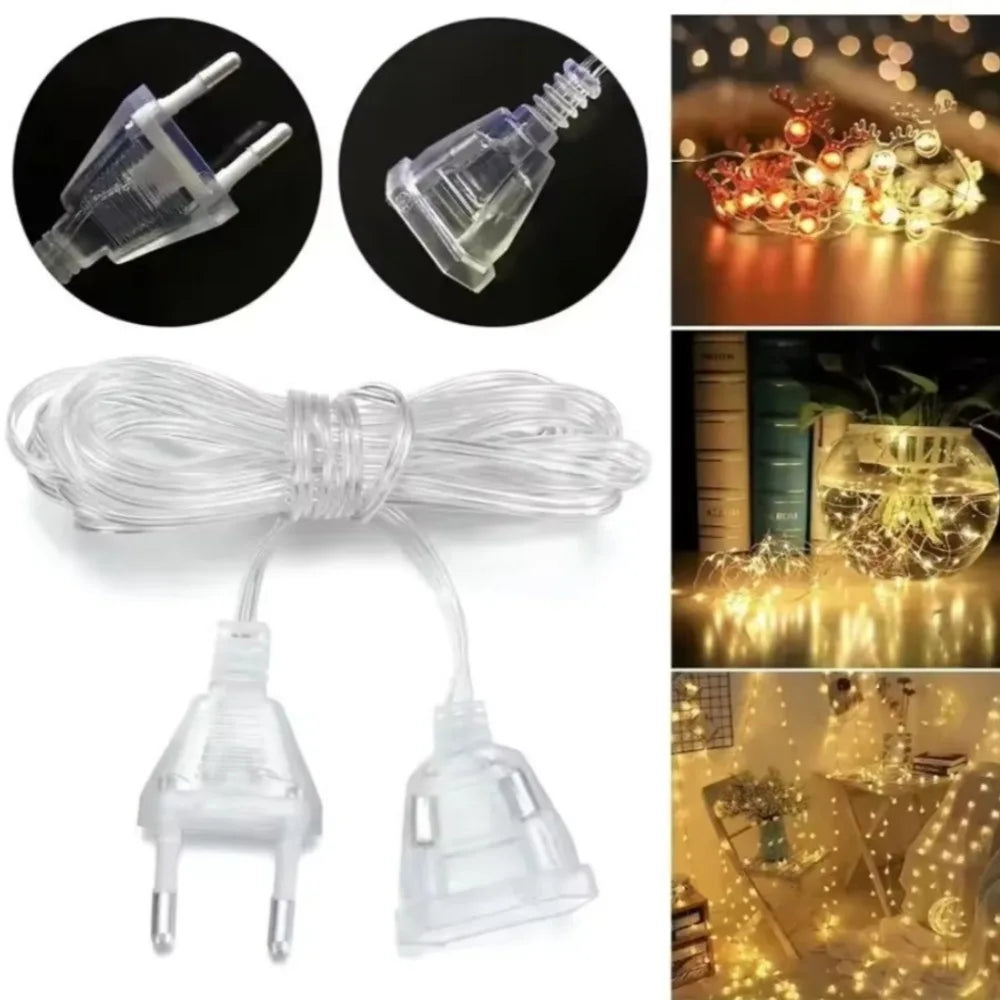 Transparent EU Plug Extension Cord for Fairy & LED String Lights