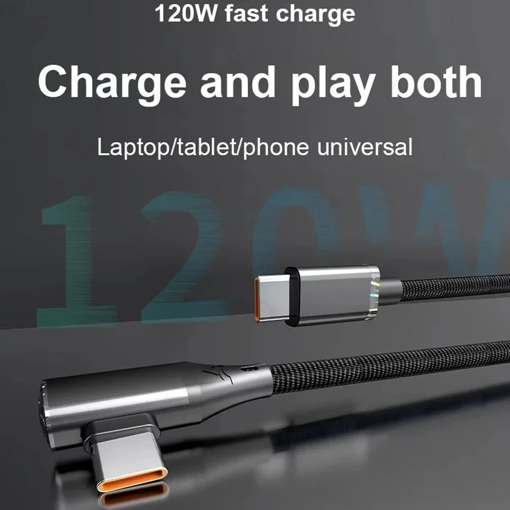 120W USB-C 90° Elbow Fast Charging Cable | iPhone Samsung