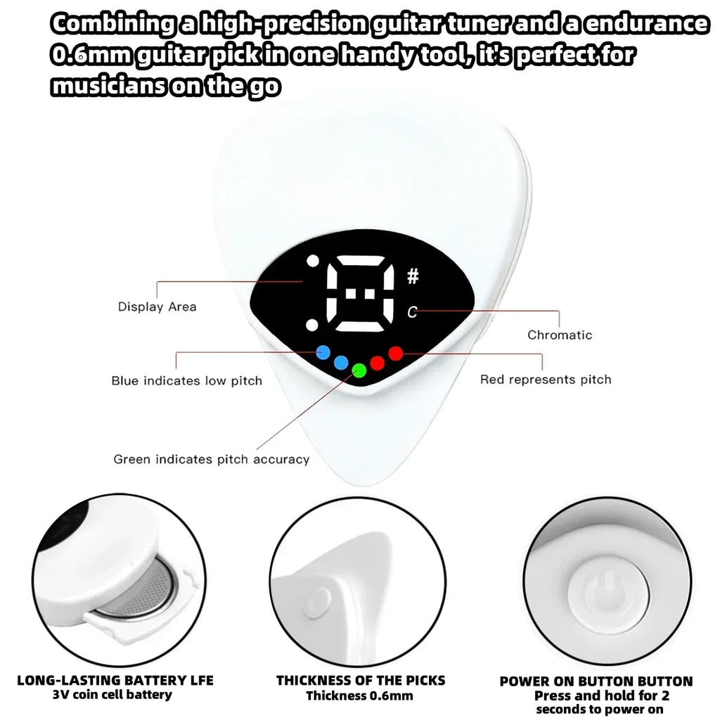 2-in-1 Guitar & Ukulele LED Pick Tuner | Chromatic