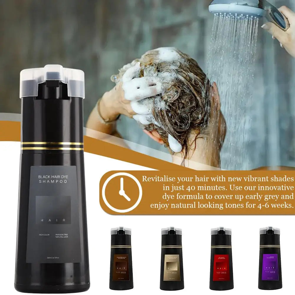 Nova Black Hair Dye Shampoo – Covers Gray in Minutes