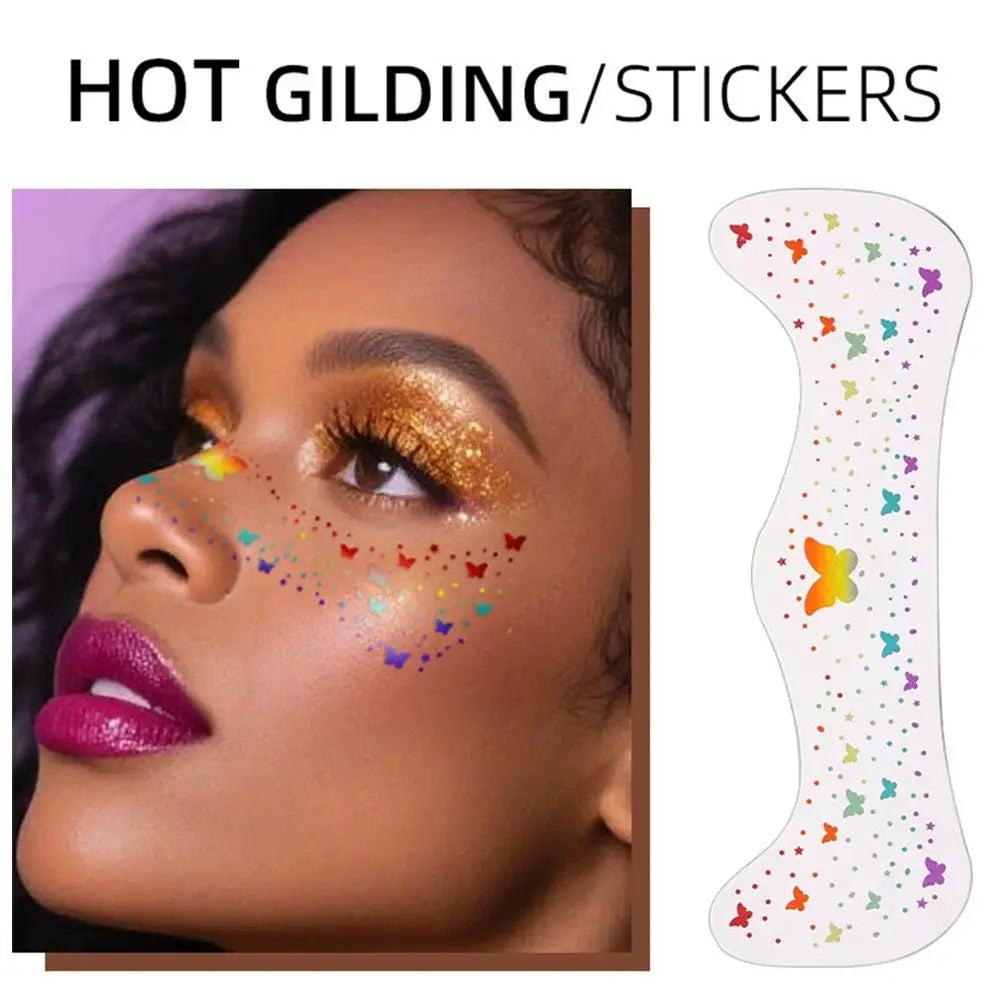 4th of July Glitter Face Tattoos – 2Pcs Patriotic Freckle Stickers