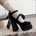 Women's Lolita Platform Pumps – Cross Strap Square Heel High Heels