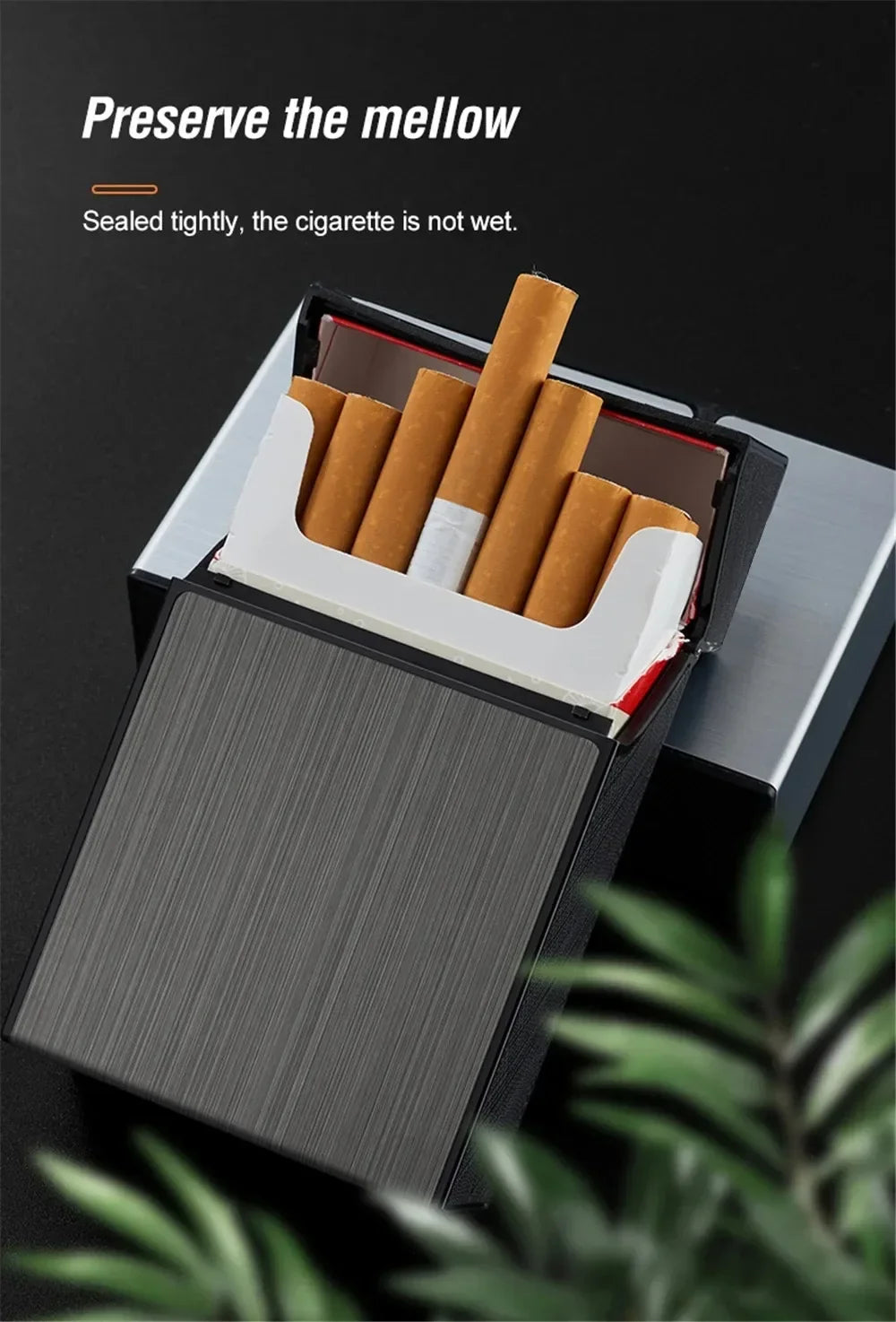 Metal Cigarette Case 20-Pack Slim Pocket Tobacco Holder