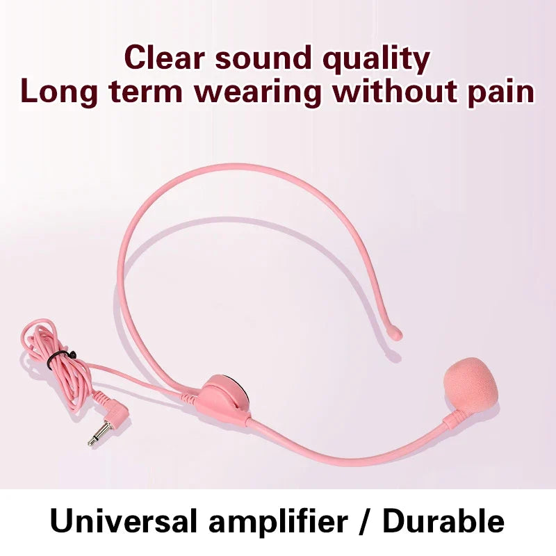 3.5mm Headworn Wired Microphone Headset – Pink, Clear Sound