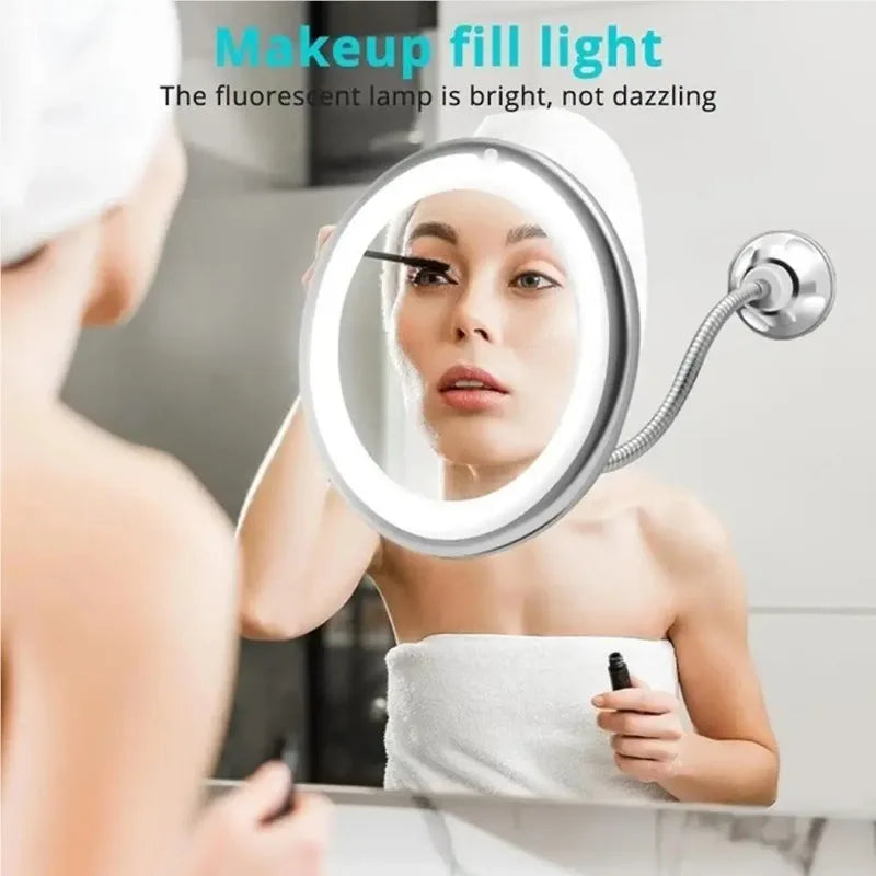 10X LED Magnifying Makeup Mirror | Gooseneck Suction Cup