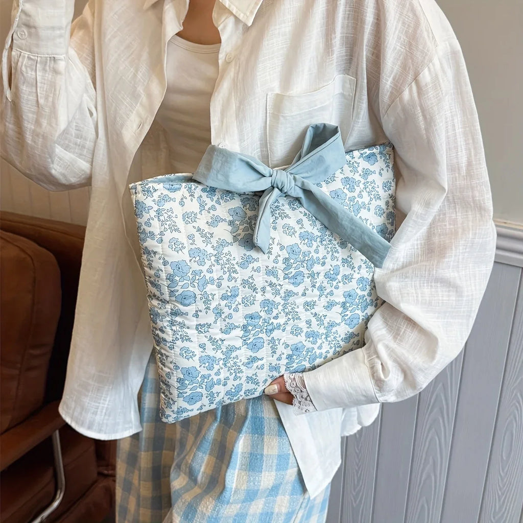 Women's Floral Quilted Tote – Large Book & Cosmetic Organizer Bag
