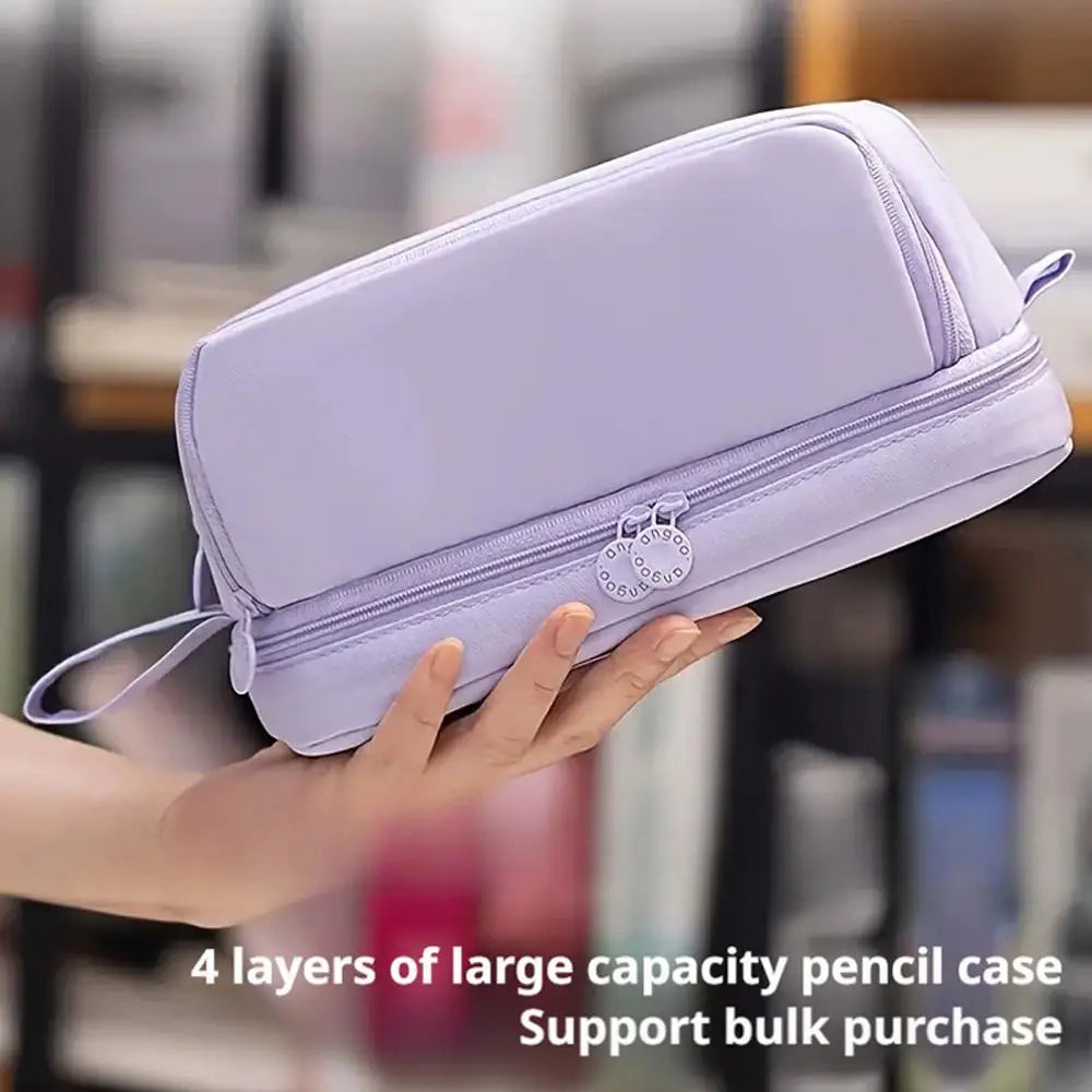 Large Capacity Multilayer Pencil Case – Nylon Zipper Pouch