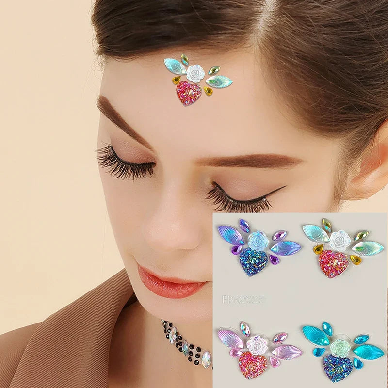 3D Face Rhinestone Stickers – Crystal Body Art Jewels 8 Styles
