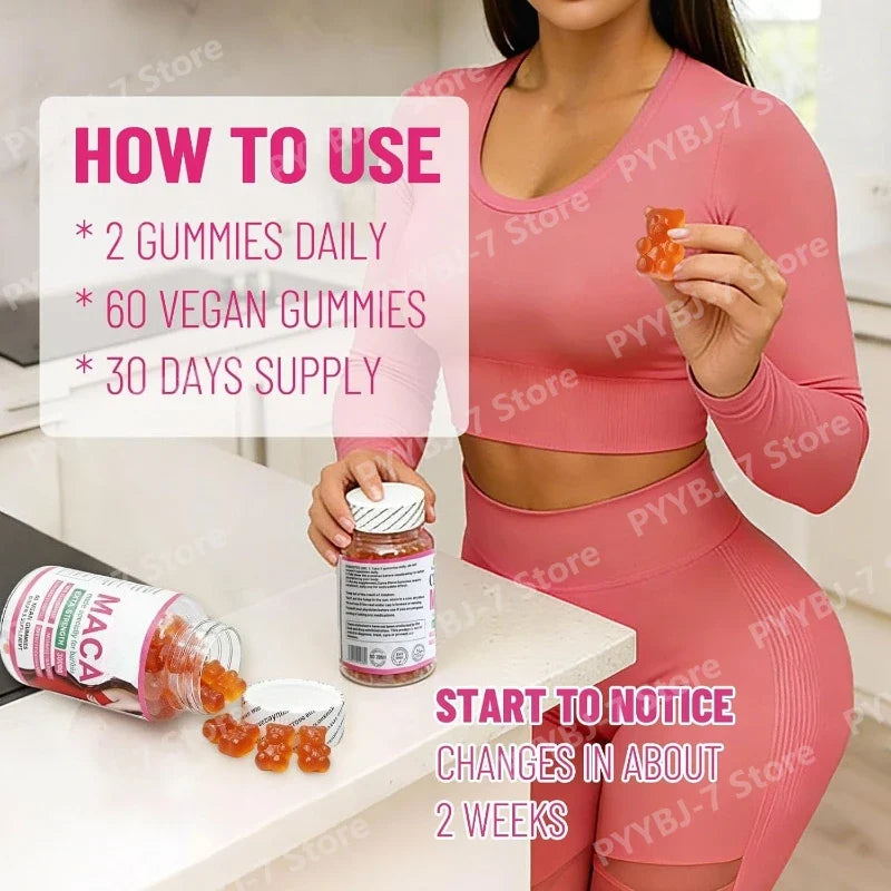 Vegan Maca Gummies – Plant Extract Energy Support, 60 Count
