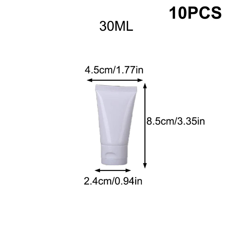 10 Pcs Empty Refillable Squeeze Tubes | Flip Top Lotion Containers