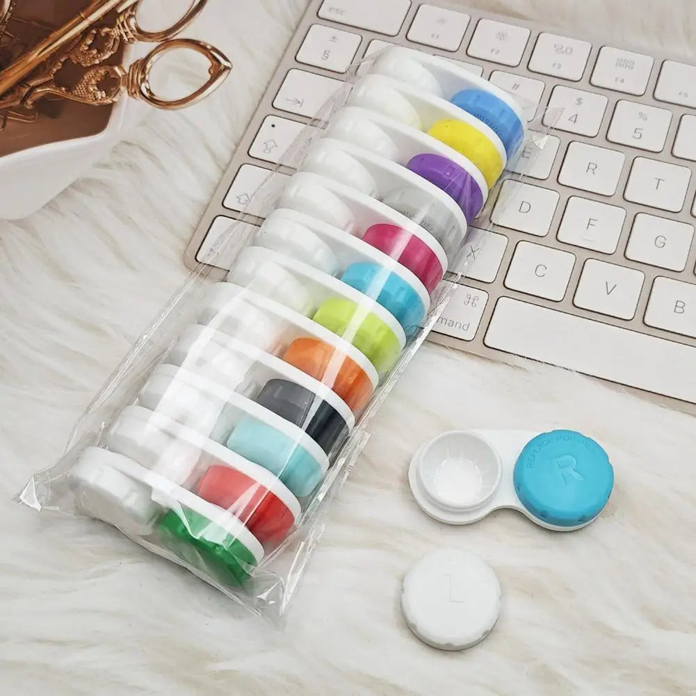 12-Pack Colorful Contact Lens Cases – Travel Holder Kit