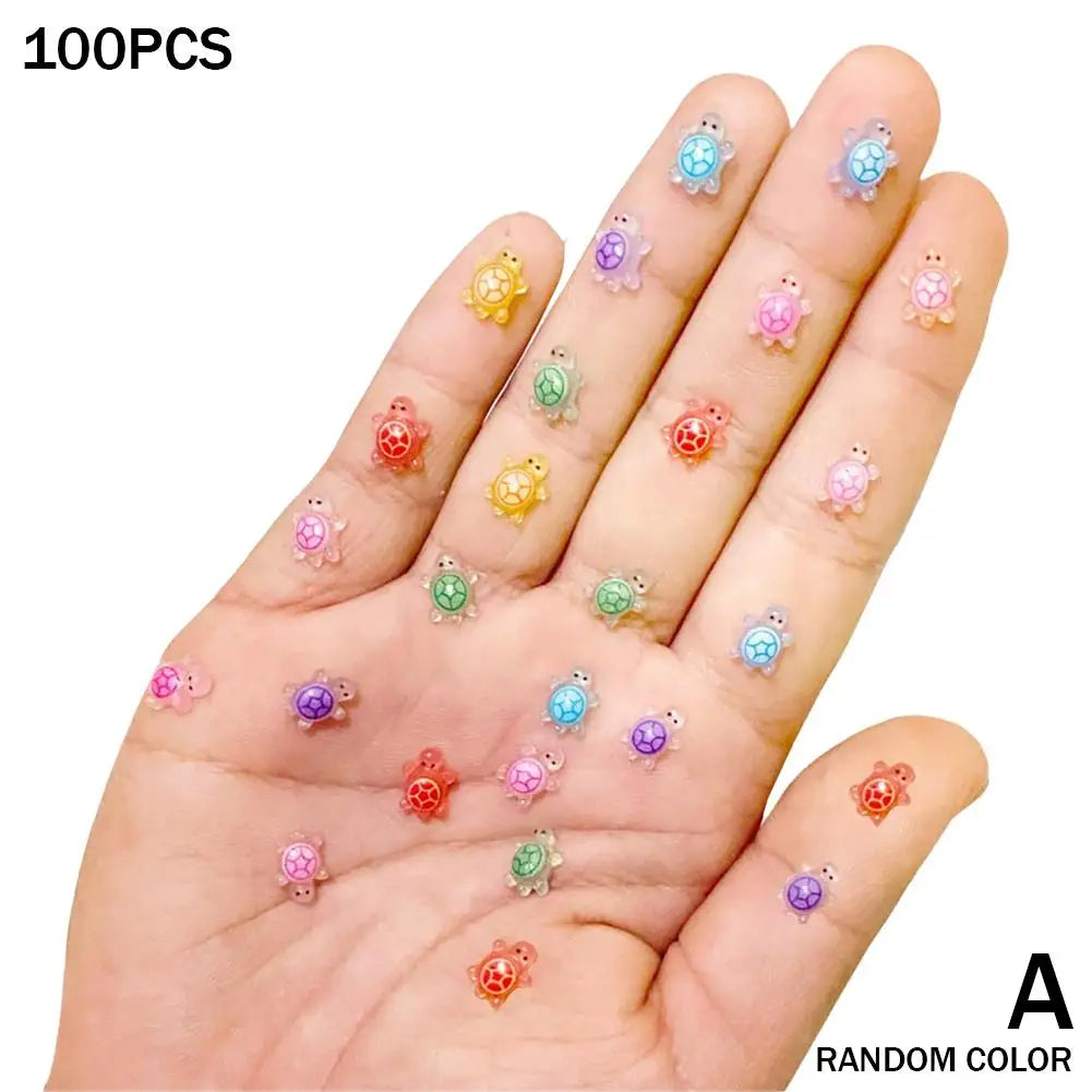 100-Pc 3D Resin Turtle Nail Charms – DIY Craft Decorations