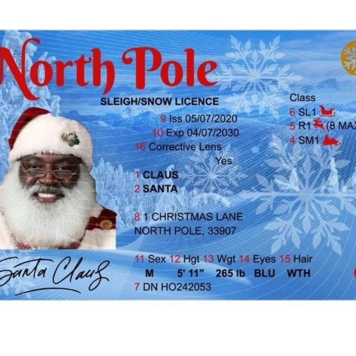 Card Santa Claus Flying Licence Christmas Eve Driving Children Kids