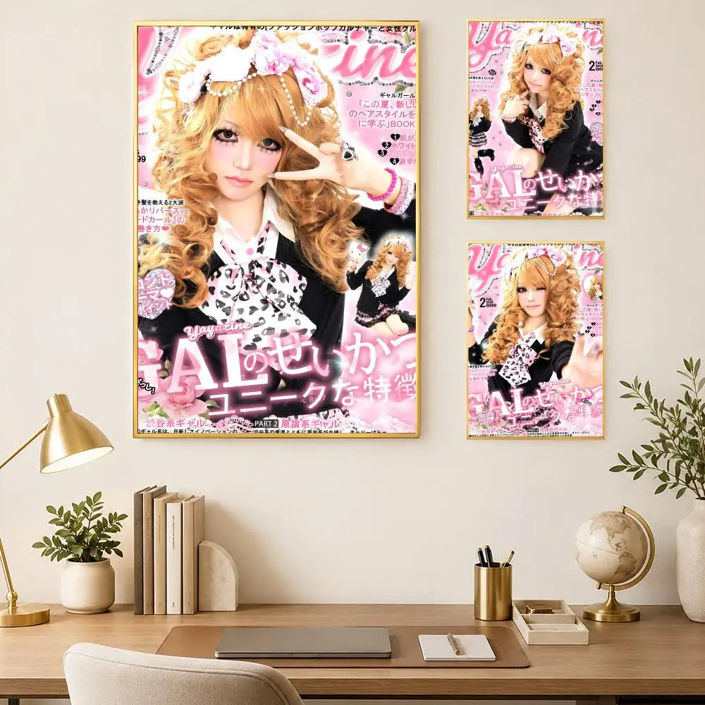 Y2K Gyaru Girl Self-Stick HD PVC Wall Art Poster | Waterproof