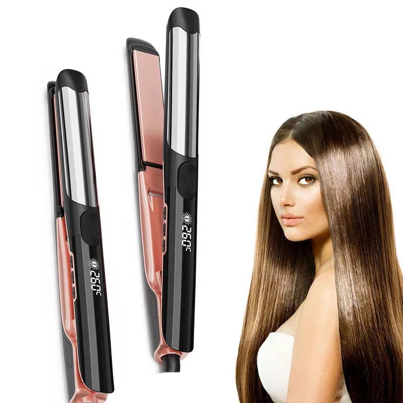 2-in-1 Vibrating Ceramic Hair Straightener & Curler Flat Iron